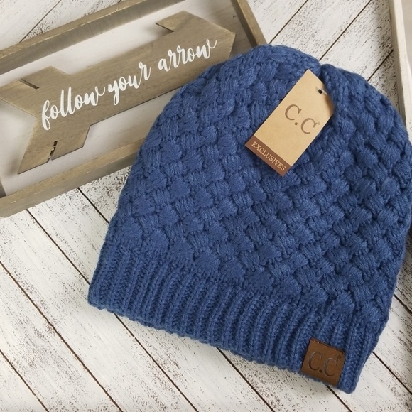 C.C Accessories - C.C Beanie Basket Weave Dark Denim Blue